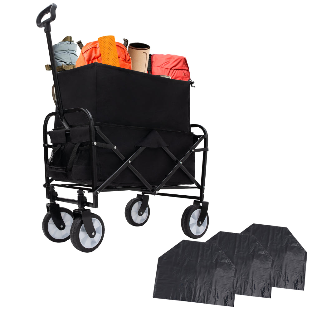 Minimeetall Multi-use Bag,Collapsible Foldable Wagon Cart Beach Wagon Heavy Duty Utility Cart Utility Wagon Grocery Cart for for Camping 3pcs plastic Liner bag /Cover , blue