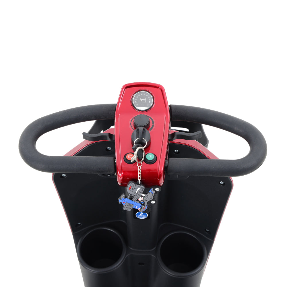 MAX PLUS RED 4 Wheels Outdoor Compact Mobility Scooter with Rear Basket,16 Miles, Cup Holders & USB charger Port