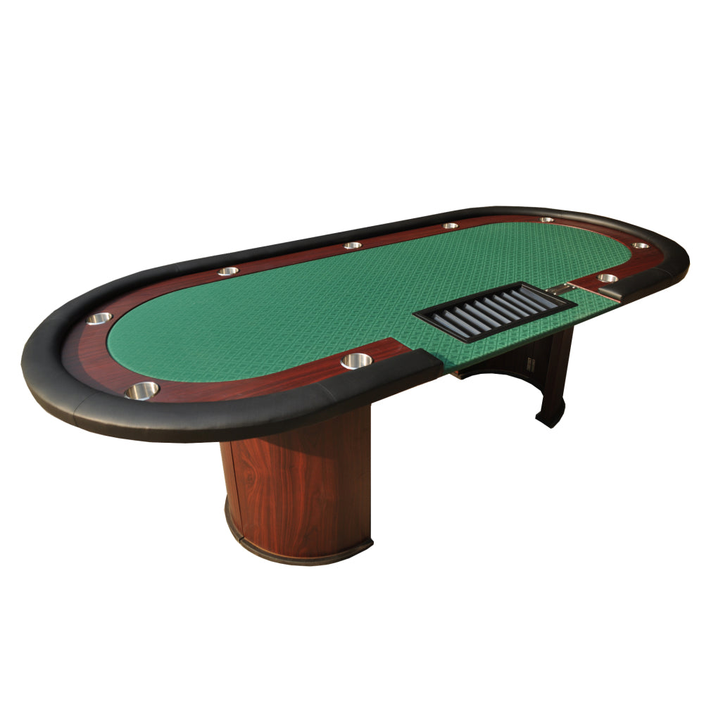 96" Poker Table Model 16367 Green with U Shape Legs, Drox Box, Chips Tray