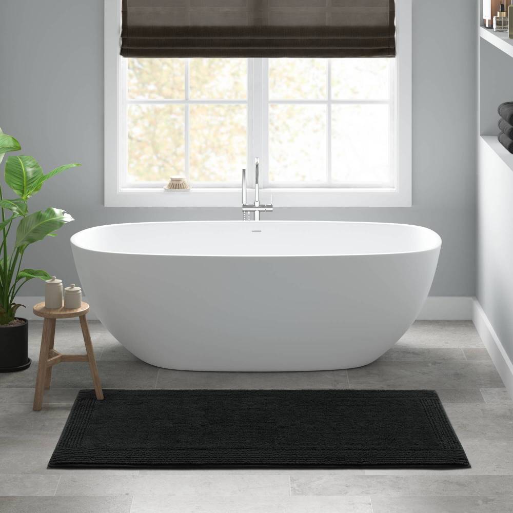 100% Cotton Tufted 3000 GSM Reversible Bath Rug Charcoal 21x34"