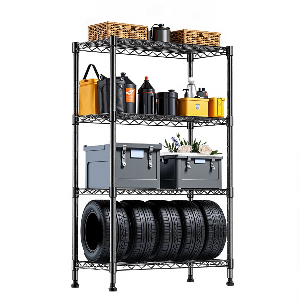 Steel Storage Shelving 6-Tier Utility Shelving Unit with Wheels, Steel Organizer Wire Rack for Home,Kitchen,Office,Garage,17.7" D x 47.2" W x 76.7" H-Chrome