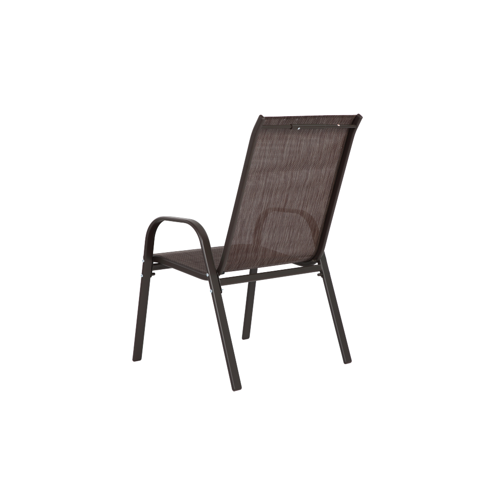4 Piece Patio Chairs, Outdoor Camping Chairs with Breathable Textilene Fabric, Set of 2 Garden Chairs with Armrest High Backrest for Garden Patio Pool Beach Yard Space Saving ( Brown)