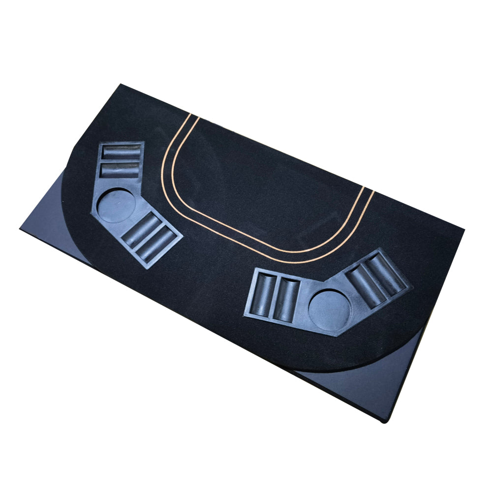 63" Folding Poker Tabletop for Table Games Blackjack Black Felt with Carrying Bag