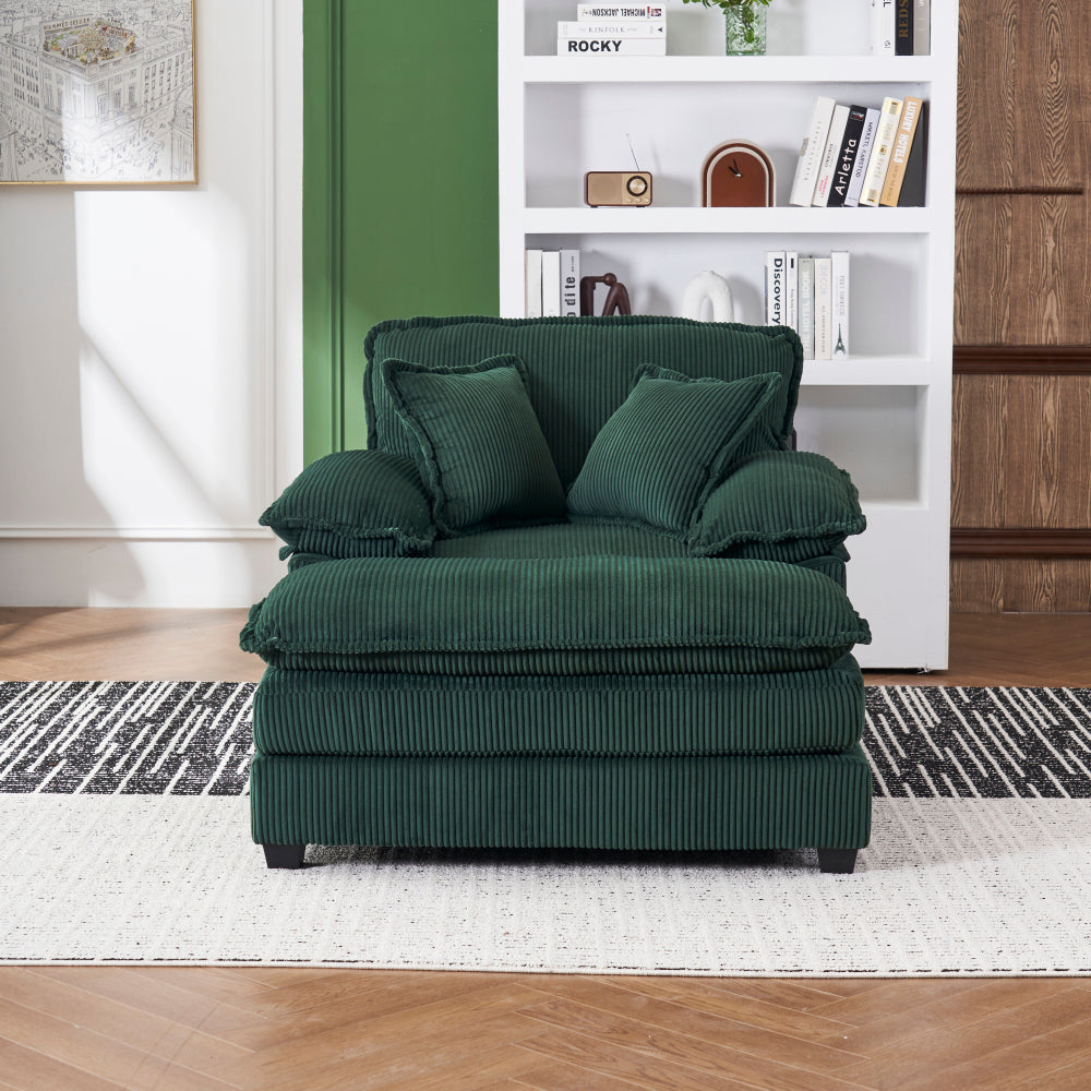 56.3 Inch Corduroy single sofa With 2 toss pillows and a ottoman ,Comfy Sofa- Deep Seat Couch for Living Room