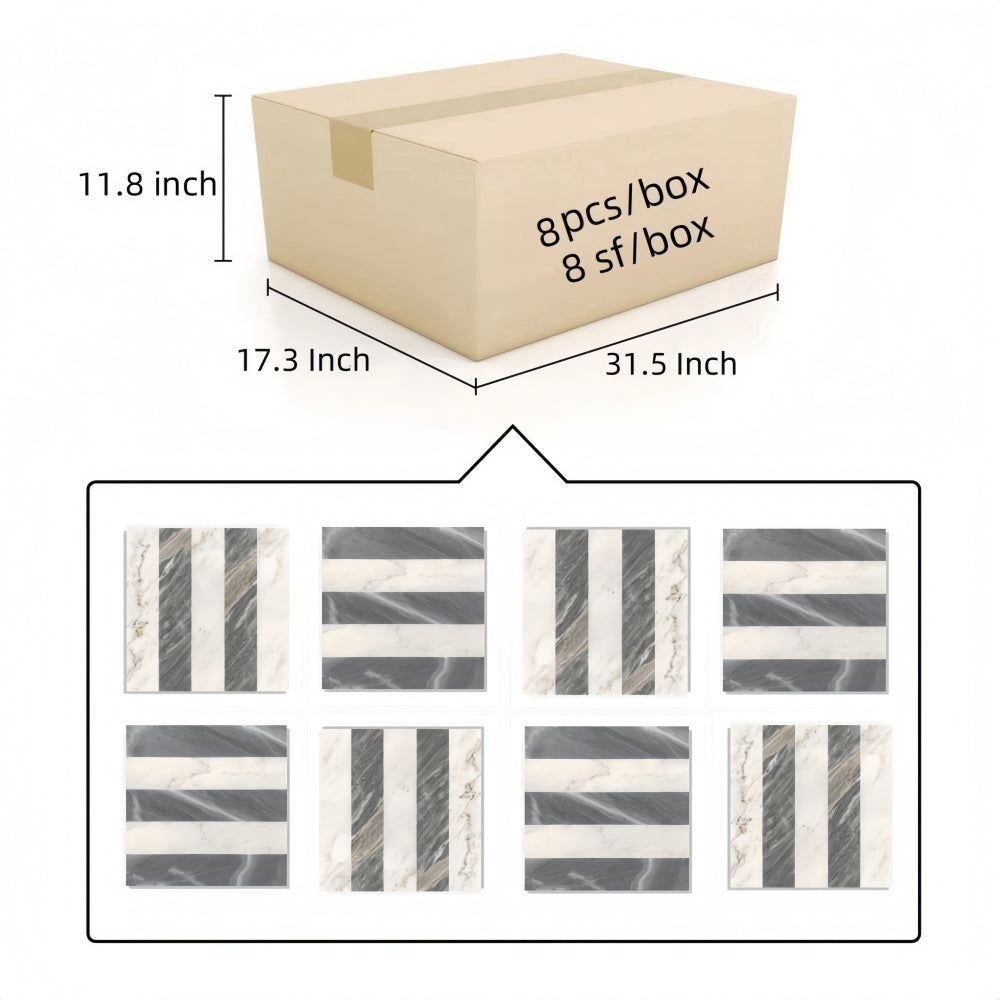 12*12 Waterjet marble,White Grey 2 color, natural marble, for floor and wall,polished marble tile, natural stone, genuine marble, real marble, 1 box each pattern 4 pcs