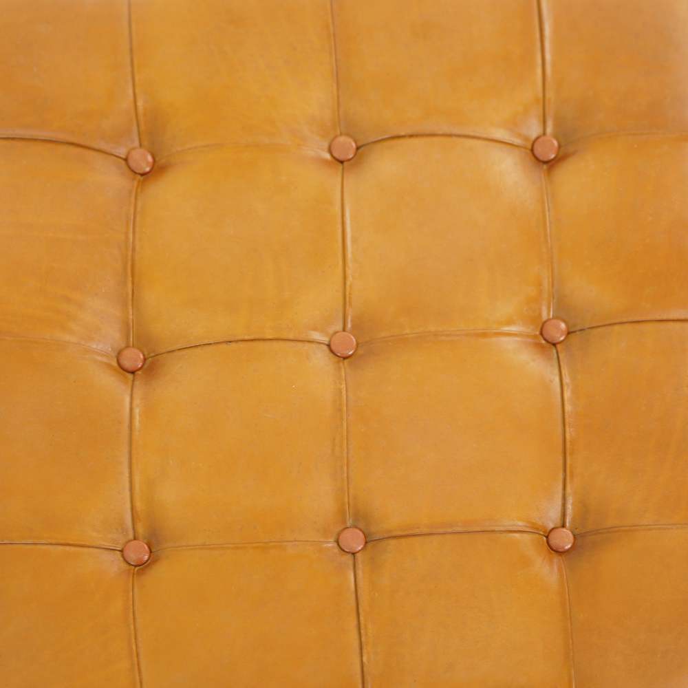 Benjiro Tan Leather Bench Ottoman Stool Leather Footstool Bench 17.7"H x 47.2"W x 19.7"D