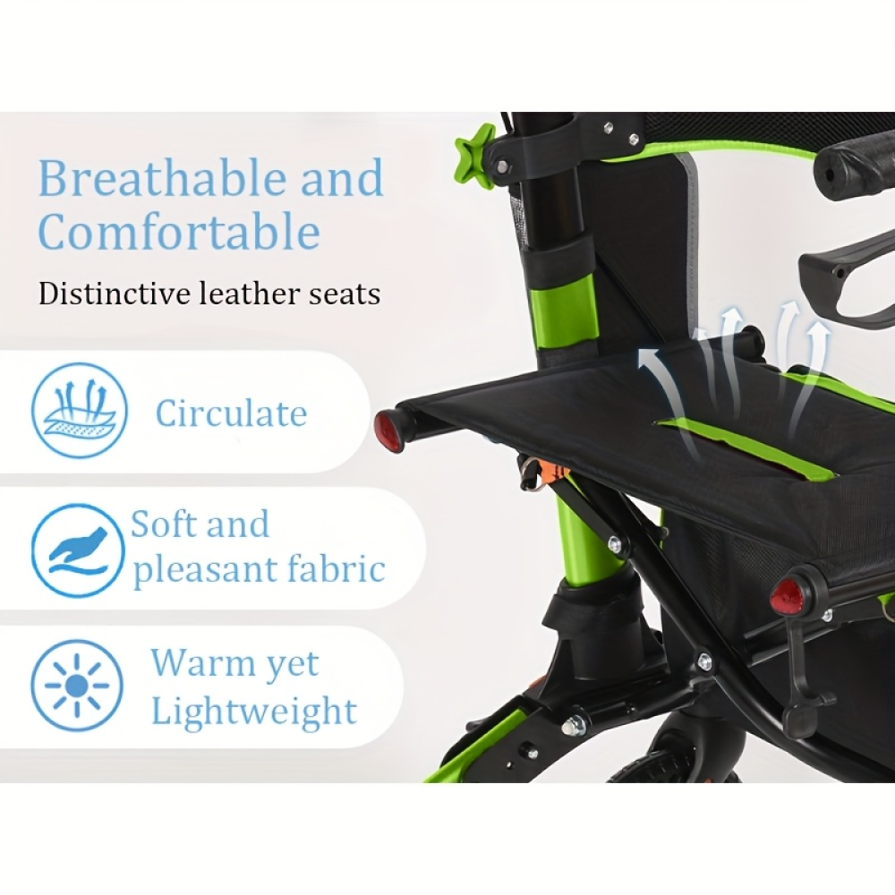 Rollator Walker for Seniors, Lightweight Foldable All Terrain Rolling Walker with seat, Aluminum Walkers with 8 inch Rubber Wheels, Handles and Backrest for Seniors and Adult (GREEN)