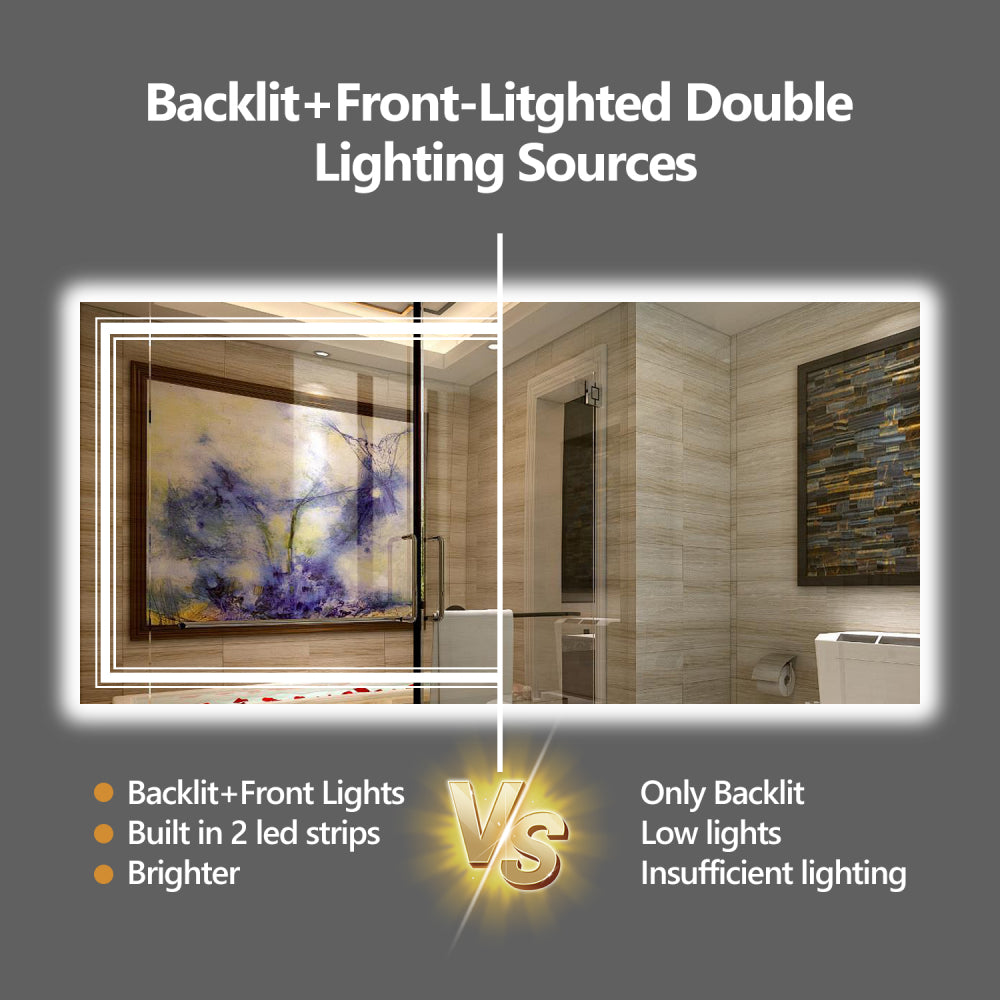 20x28 Inch Frameless LED Bathroom Mirror,Smart Mirror