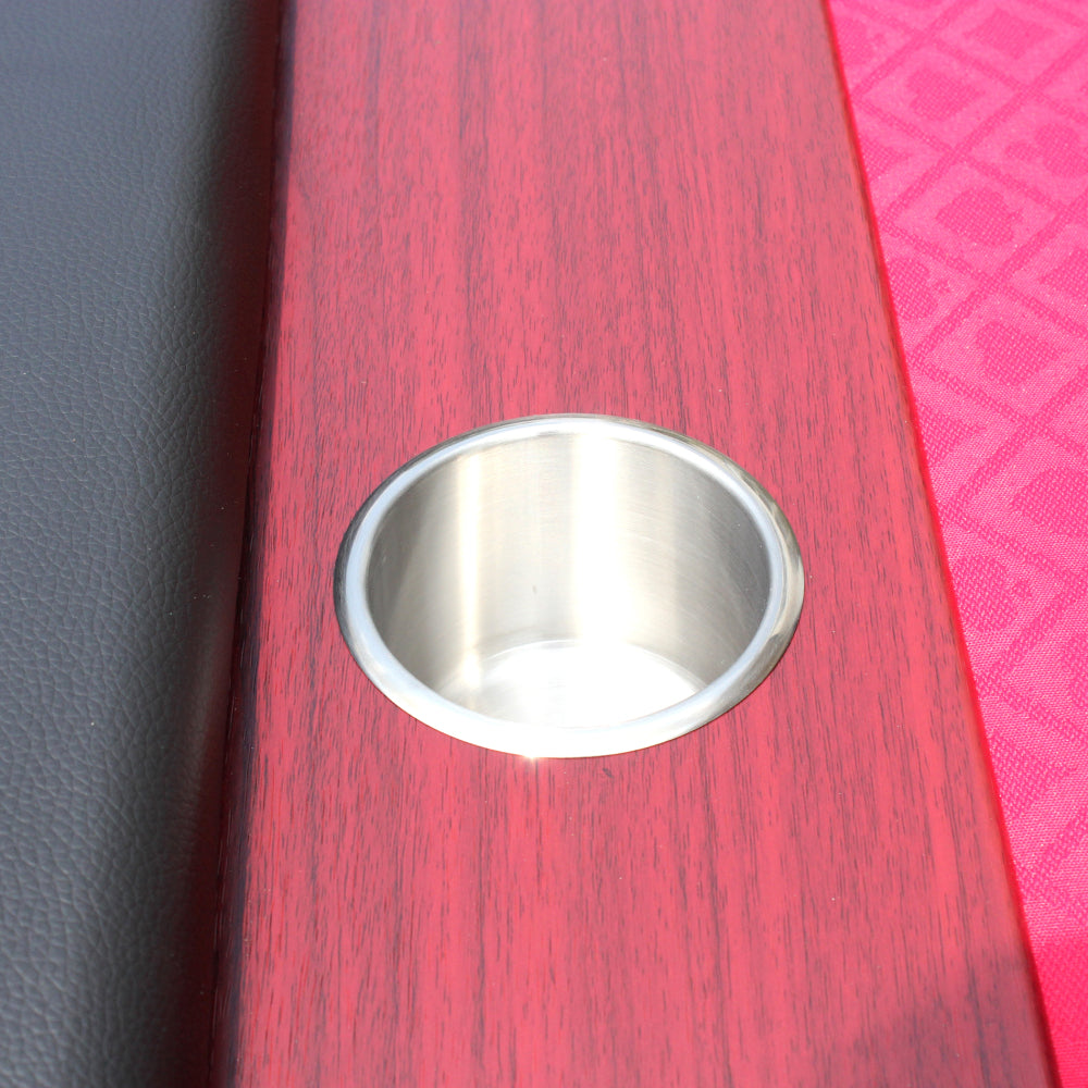 96" Poker Table for 10 Players with Speed Cloth Wooden Texture Racetrack Luna Legs Model 16365 Red