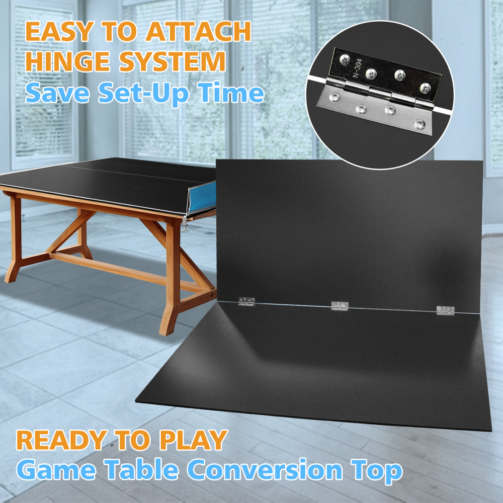 7*4ft Black Mid-Size Ping Pong Conversion Top Foldable & Portable Table Tennis Table Top for Indoor Games