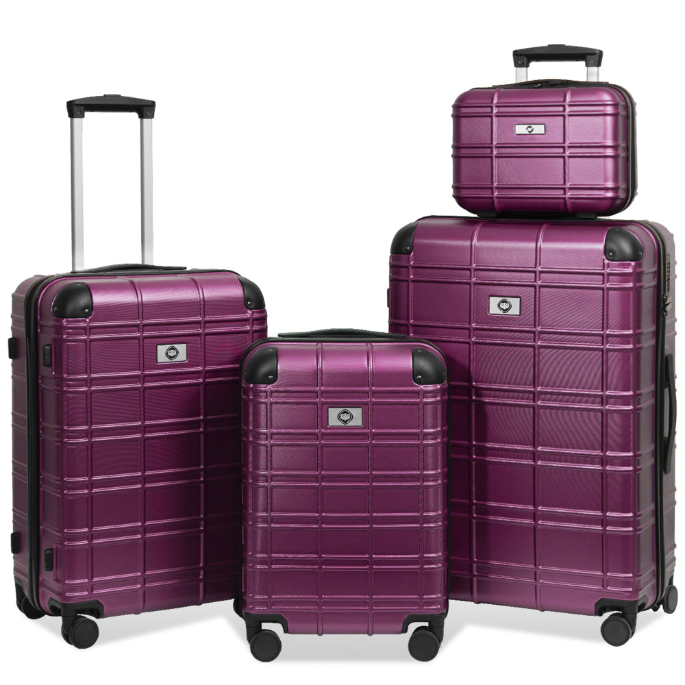 Luggage Sets ABS+PC Hardshell 4pcs Luggage Hardside Lightweight Durable Suitcase sets Spinner Wheels Suitcase with TSA Lock (12/20/24/28),black