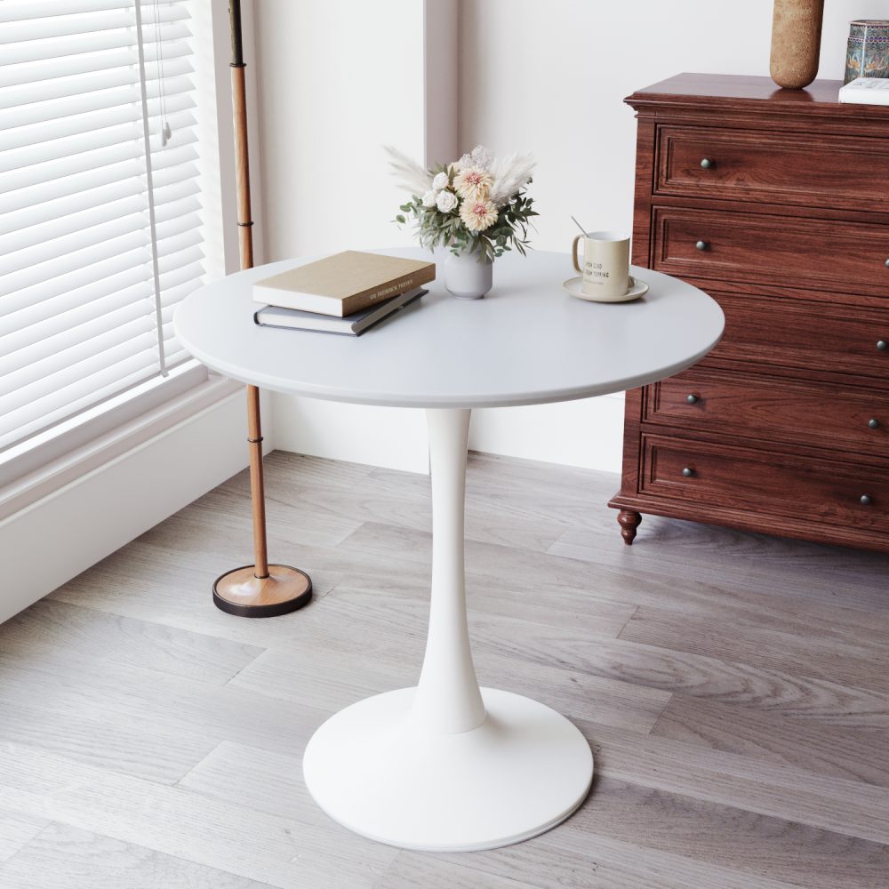 31.5" Black Round Dining Table, Tulip Table Kitchen Dining Table 2-4 People with MDF Table Top & Pedestal Base, Mid-Century End Table Leisure Coffee Table Office Living Room Table