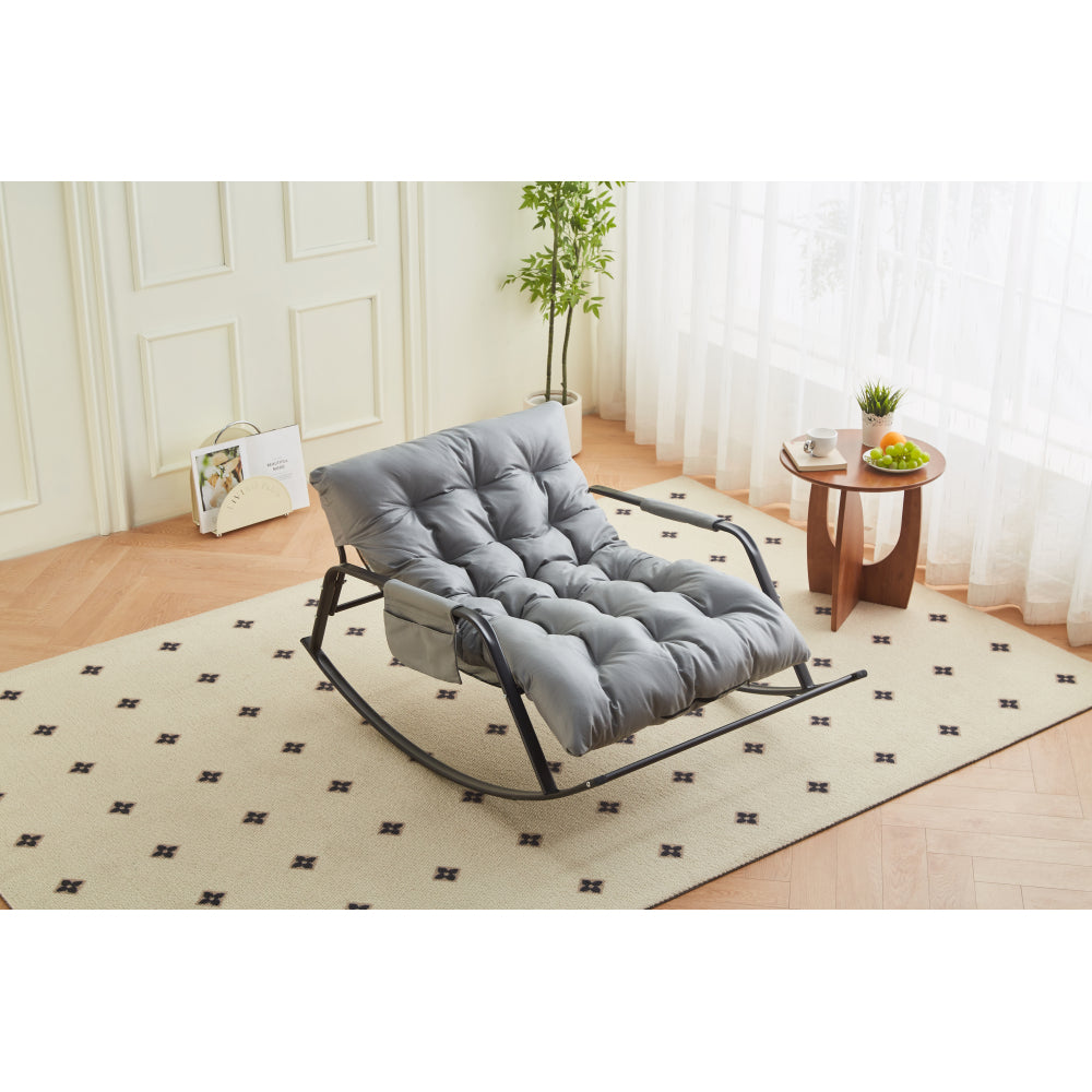 Rocking Chair with Extra-Wide Technical leather Upholstered Gliding Chair Boucle Reclining Chair, Modern Accent Chair for Living Room Nursery Bedroom -white