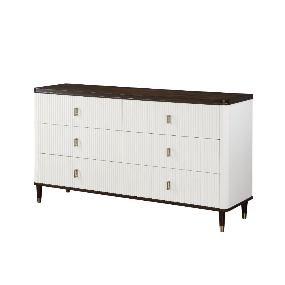 Carena White & Walnut Finish Night Stand w/USB