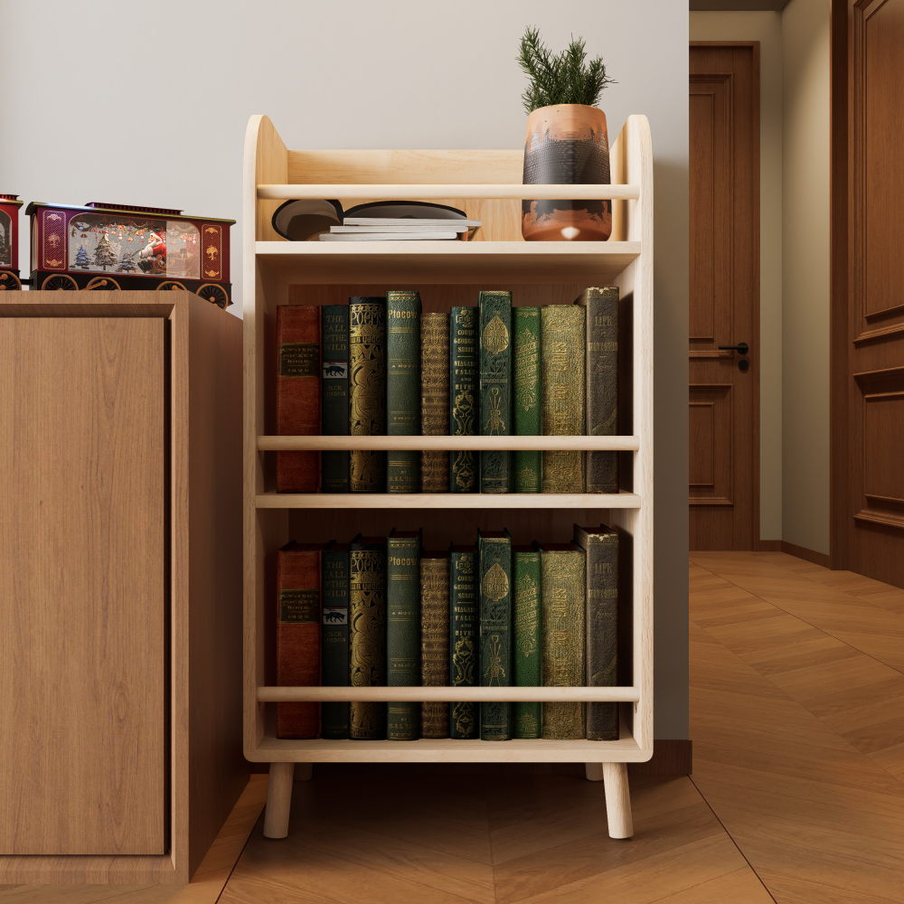 Pine Solid Wood Bookshelf/Bookcase - 0.6" Thick Shelves Heavy Duty Storage Rack, 19.69"W×36.61"H Modern Farmhouse Shelf for Living Room, Home Library Organizer