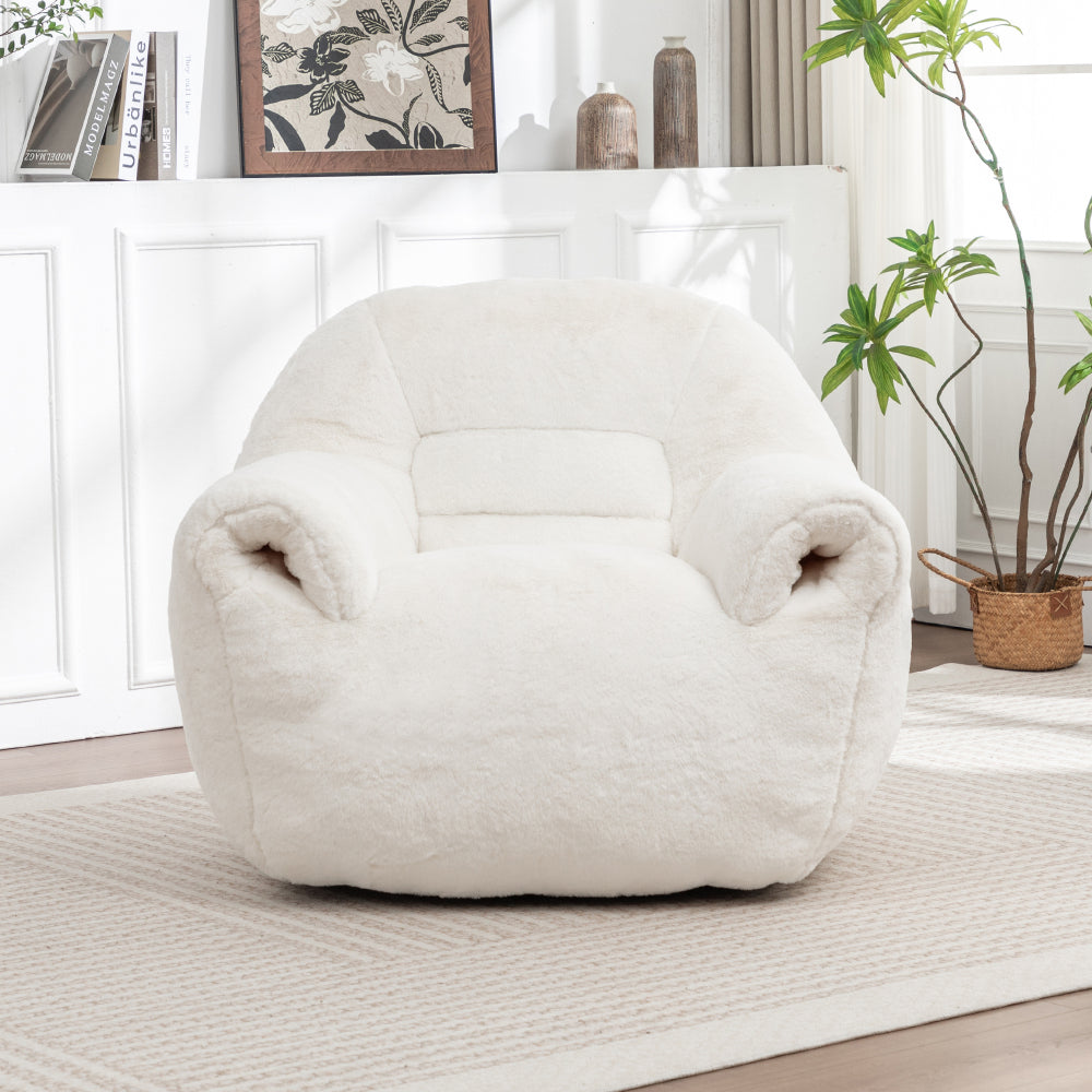 Bean Bag Chair, Comfy Bean Bag Sofa with Back Support, Faux Fur Bean Bag Chair for Adults and Kids, Stuffed Floor Sofa for Living Room, Bedroom, Apartment, Green