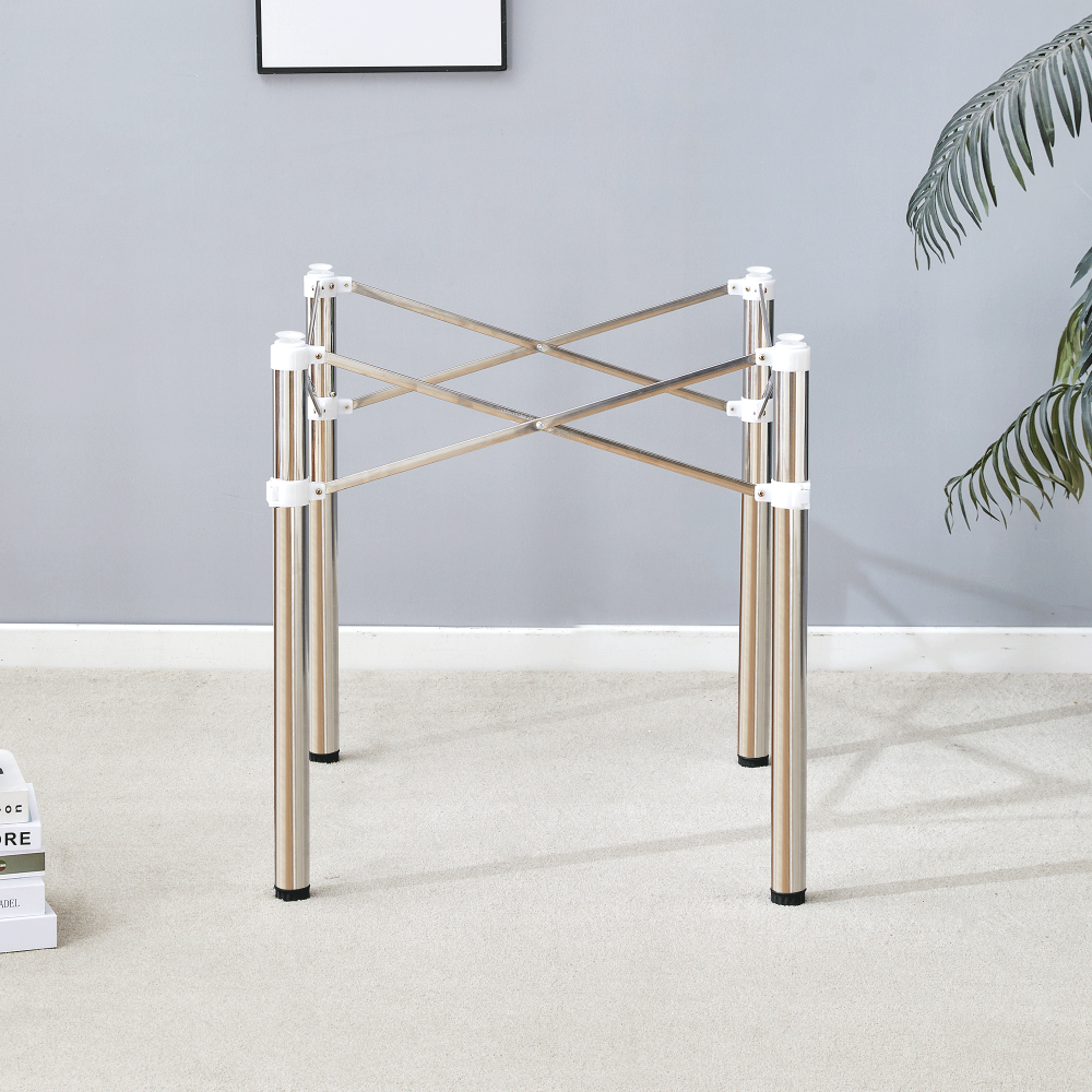 Only Table Leg.Simple Silver Stainless Steel Folding Table Frame - Multifunctional, Space-Saving.Folding Table Frame,Silver Stainless Steel Material,5.5*5.5*28.7~26.3*26.3*28.7 Inch.