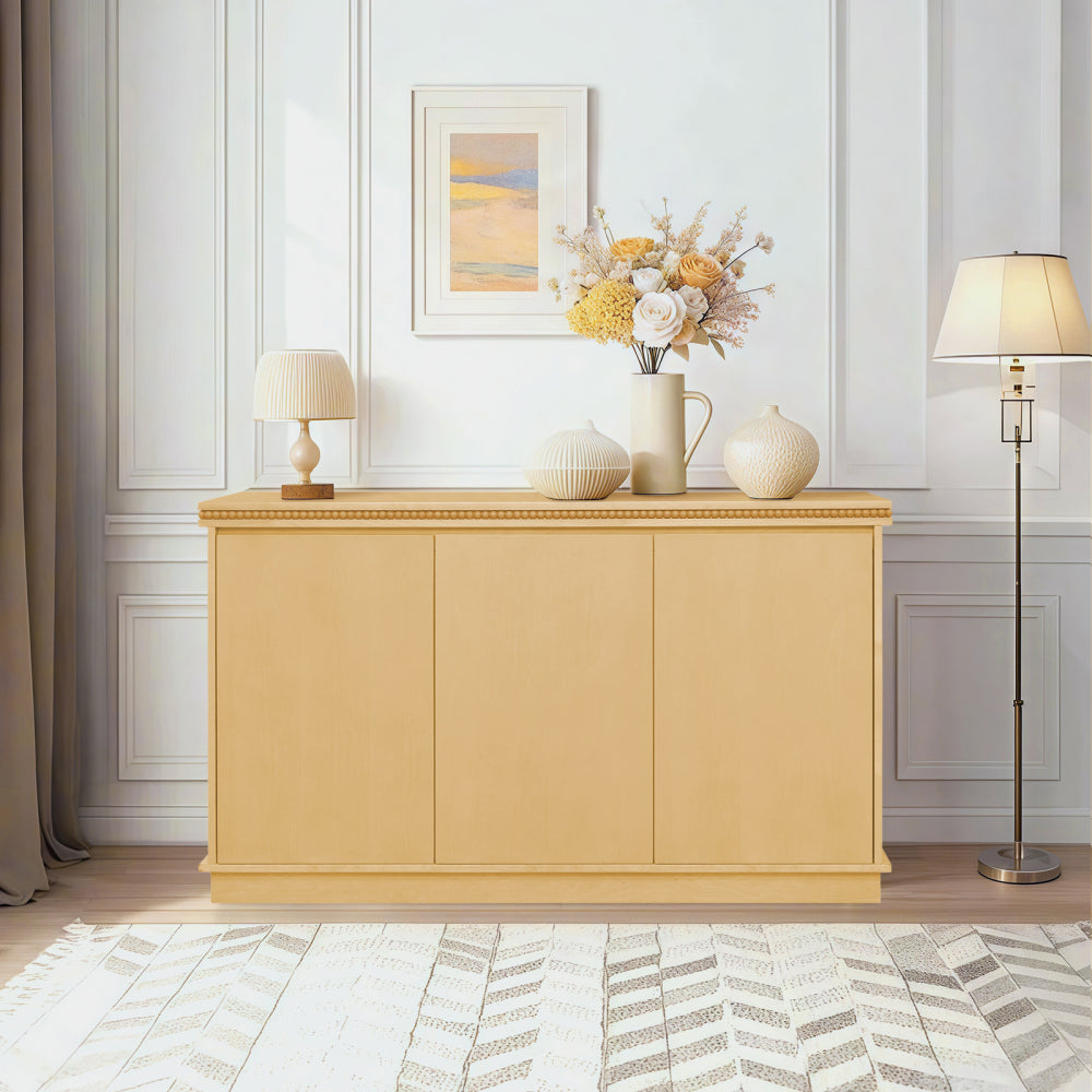 Classic Wooden Sideboard with Beaded Trim – Elegant Storage Cabinet for Dining or Living Room