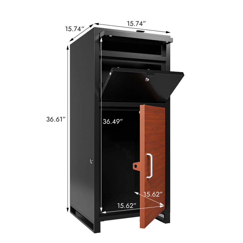 Outdoor Parcel Drop Box, Courier Locker with Mechanical Lock,Floor Standing Parcel Locker, Size 36.6'' x 15.75''x 15.75'', Burglar Resistant Stopper, For Porch Curbside
