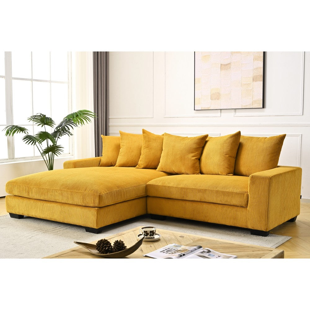 Luxe Oversized Two-Piece Right Facing Sectional Couches for Living Room, 102.4-Inch L Shaped Sofa with Chaise, Upholstered with Corduroy Fabric, Dark Grey