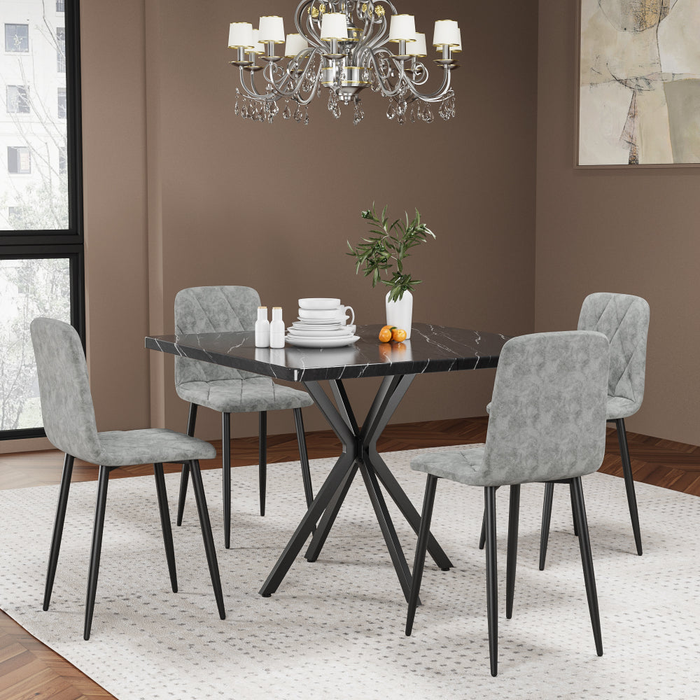 Dining Chairs Set of 4, Modern Kitchen Dining Room Chairs, Velvet Dining Chair Upholstered Cushion Seat and Sturdy Metal Legs