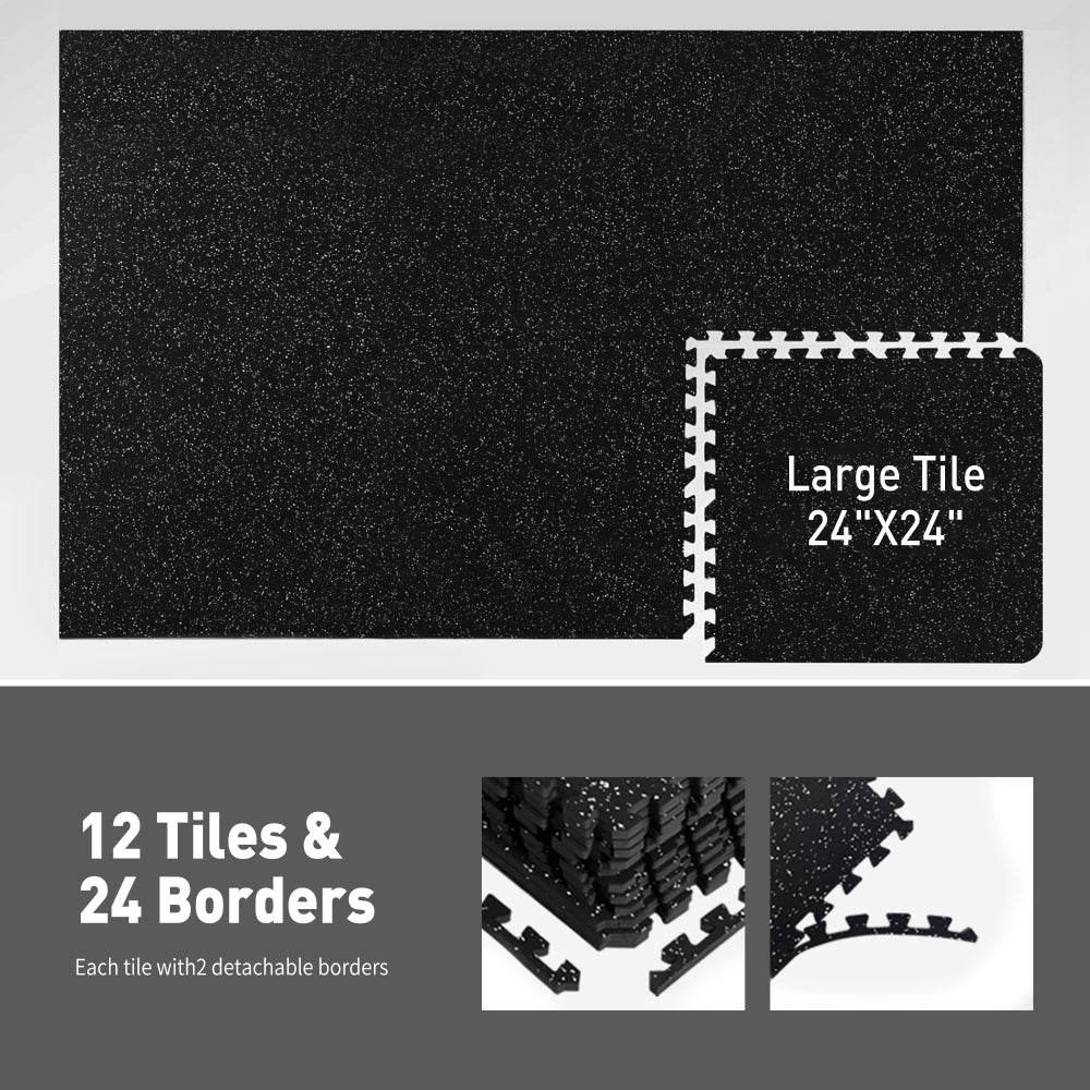 0.56 Inch EVA Foam Puzzle Exercise Mat - 12 Pieces for Home Gym, Shock-Absorbing Noise Reduction, Workout Equipment, Easy Assembly Gym Flooring