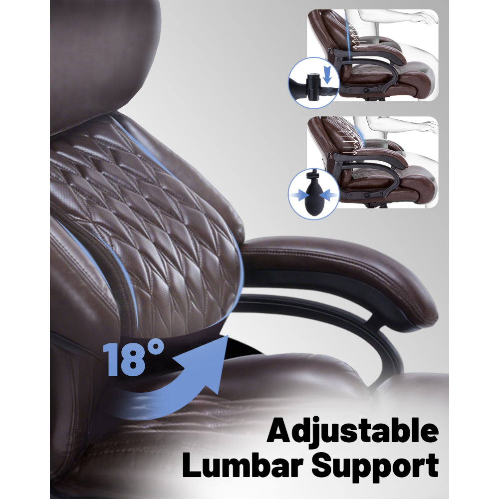 600LBS Large Heavy Duty Office Chair,Big and Tall Office Chair for Heavy People, High Back Executive Desk Chair with Pocket Spring Cushion, Desk Chair with Quiet Rubber Wheel