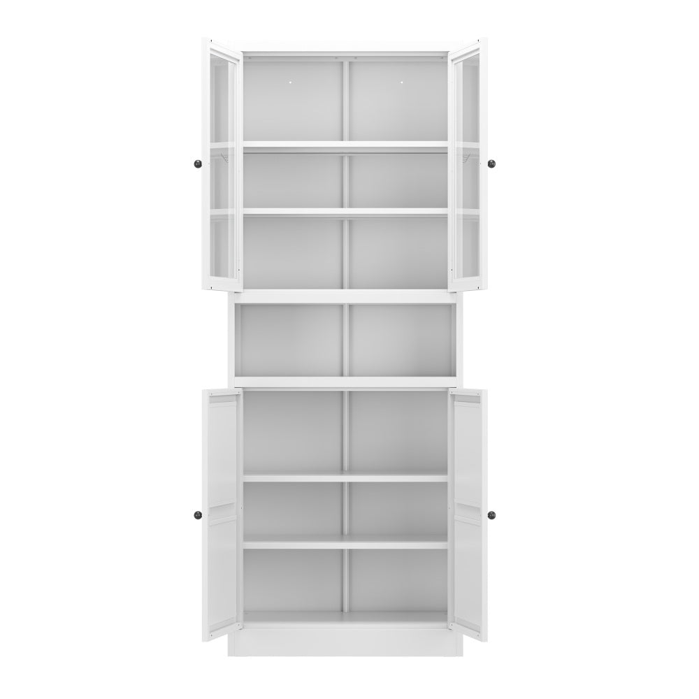 Metal Kitchen Pantry Cabinet - 72" Tall Storage with Adjustable Shelves (White), Heavy Duty Stainless Steel Frame, Freestanding Cabinet for Kitchen/Pantry/Bathroom