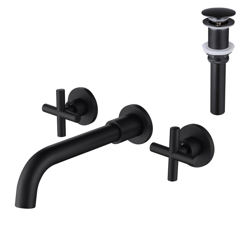 Waterfall Spout Bathroom Sink Single Handle Faucet with Pop-Up Drain (No Overflow)