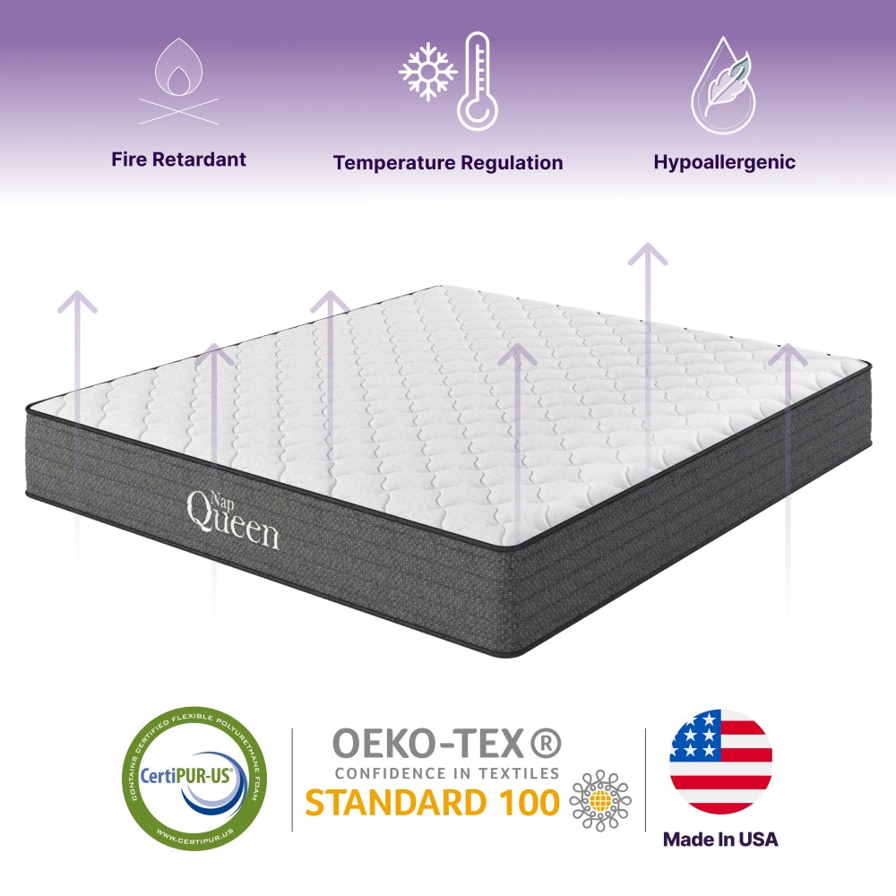 NapQueen Victoria 10 Inch Twin Cooling Gel Hybrid Mattress, CertiPUR-US Certified, Made in USA