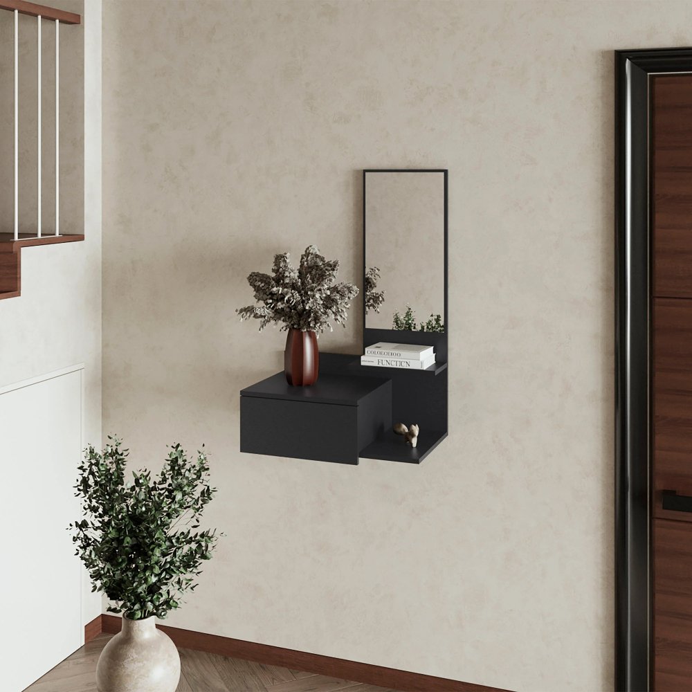 White Floating Vanity with Included Mirror
