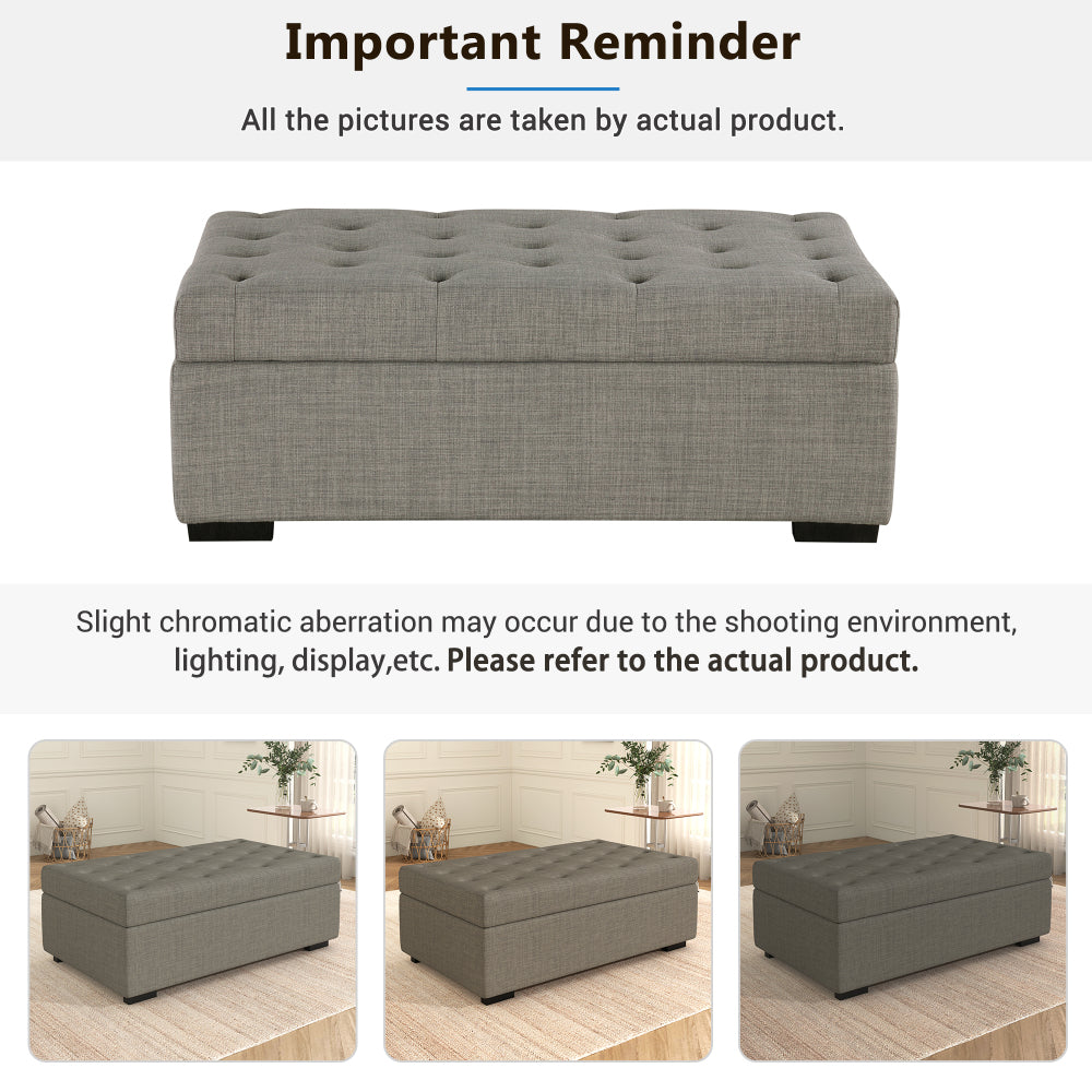 Folding Sofa Bed, 49.6" Ottoman with a Folding Sofa Bed, Convertible Ottoman Sleeper with Memory Mattress and Tufted Design for Living Room, Gray