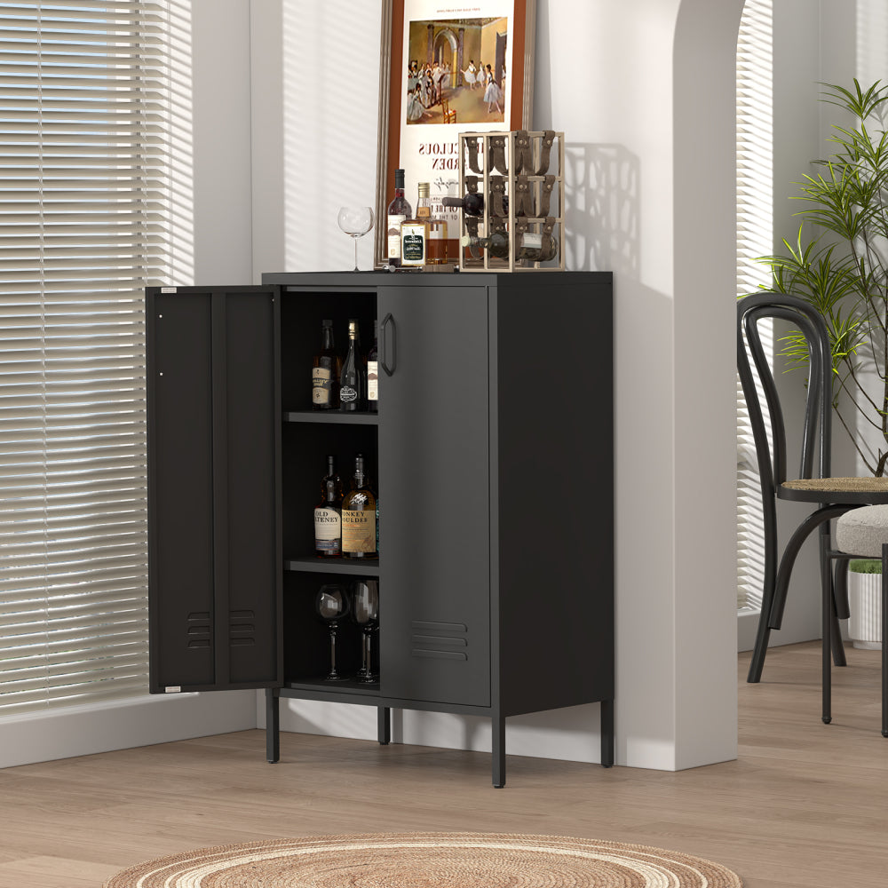 Modern minimalist double door shoe cabinet with adjustable mesh doors and high foot hollow storage cabinet bottom, compatible with robotic vacuum cleaners