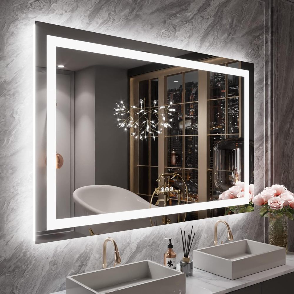 32x24 Inch IP54 Waterproof Bathroom Vanity Mirror - Anti-Fog LED, Front/Backlit, Touch Control, High Lumen LED with CRI 95 Mirror, Infinitely Dimmable, Adjustable 3000K/4500K/6000K Color Temperatures