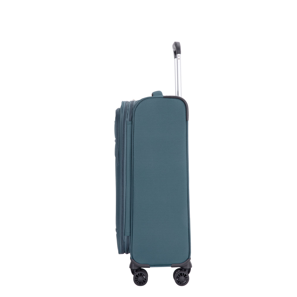3-Piece Set (18/Travelbag/toiletry bag) ,Softshell Suitcase Spinner Wheels Terylene Polyester Luggage Sets Carry On Suitcase Luggage Lightweight Durable Suitcase Dark Green