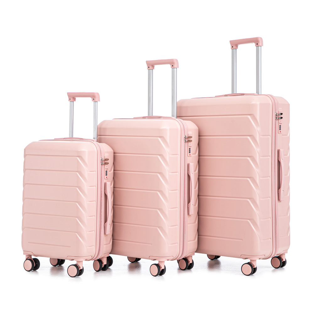 20"/24"/28" 3 pcs/set in ABS Spinner Wheel Luggage, Matching Color , With Combination Lock (Black)