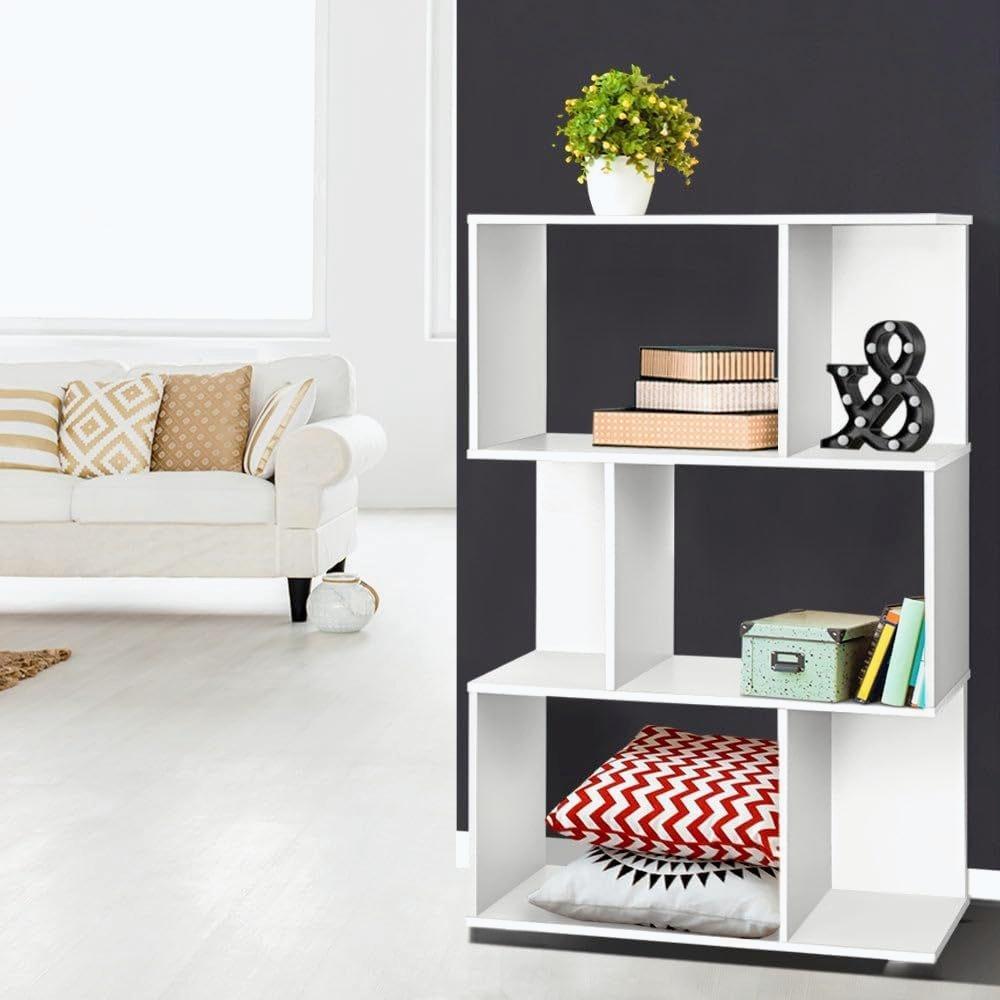 White three-layer simple household bookshelf