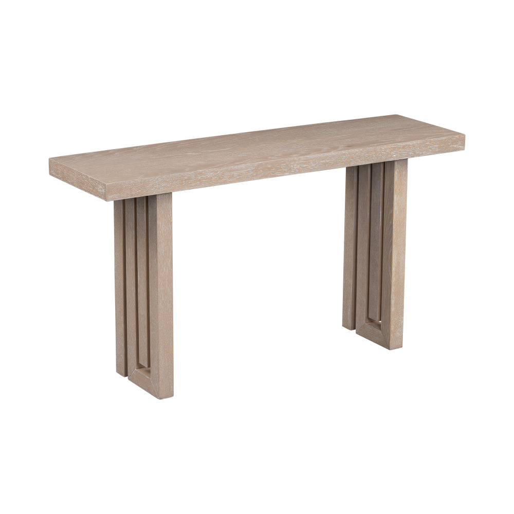 U_STYLE Uniquely Designed Oak Veneer Console Table with Distinctive Side Shapes, Suitable for Entryway, Hallway, Living Room, Foyer, Corridor