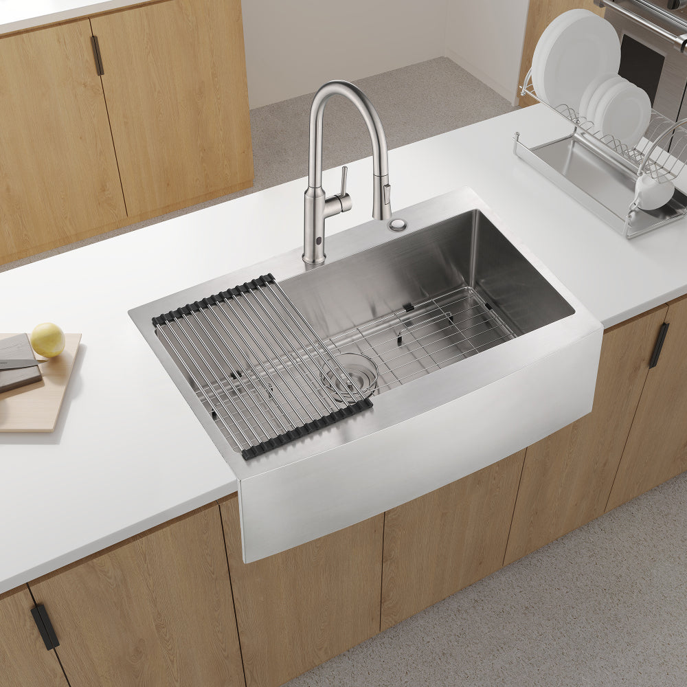 33x22x10"Farmhouse Apron Single Bowl Stainless Steel Kitchen Sink