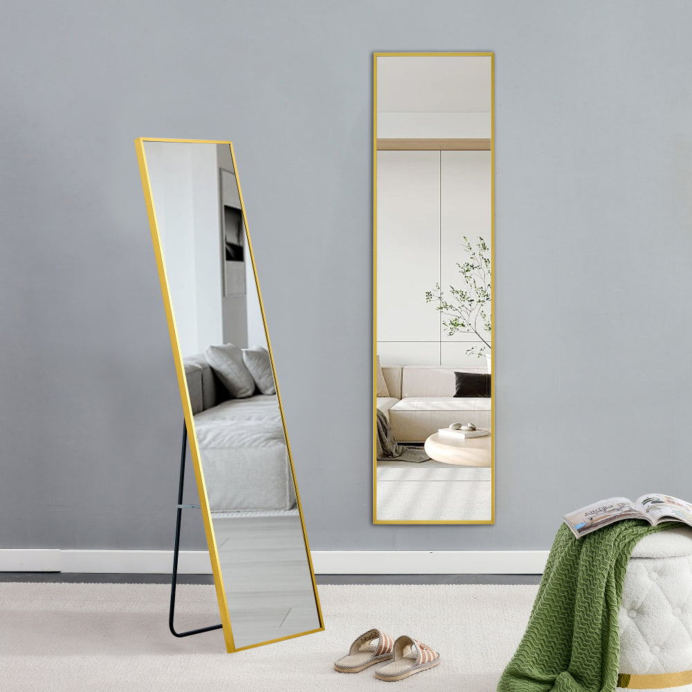 The 4rd generation aluminum alloy metal frame wall mounted full body mirror, bathroom makeup mirror, bedroom entrance, decorative mirror, quality upgrade, 59 "* 15.7"W1151125156