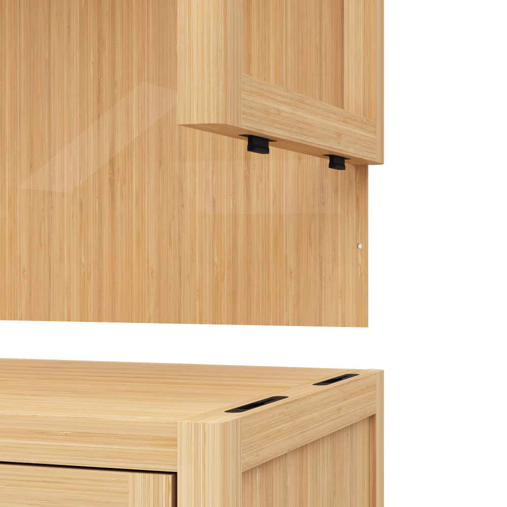 Bamboo Storage Cabinet, Freestanding Bathroom Cabinet with 2 Doors, Floor Cabinet Organizer for Living Room, Kitchen, Entryway
