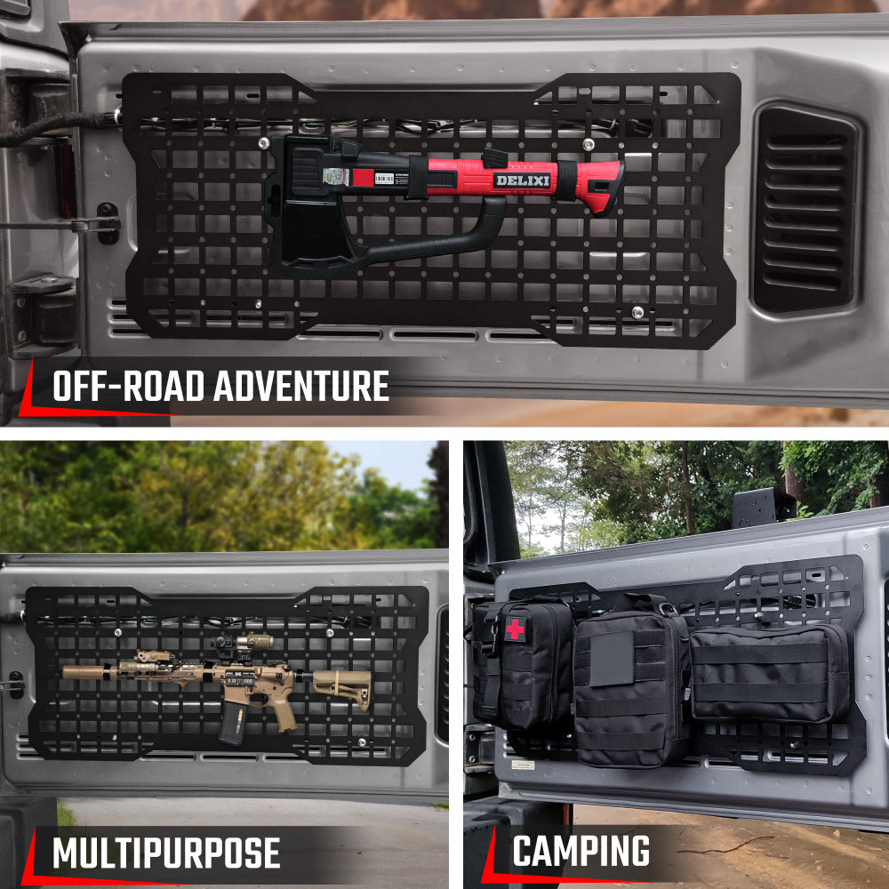 Tailgate Tactical Panel for Wrangler Tailgate Tool Kit Organizer Racks Compatible with Jeep Wrangler 2007-2018 JK JKU & 2018-2024 JL JLU