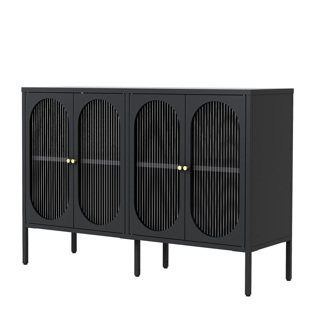 Heavy Duty Metal Modern Sideboard Buffet Cabinet with Storage Premium Steel Storage Cabinet ,Adjustable Feet,Glass Doors,Large Capacity Organizer For Living Room,Bed Room,Dining Room