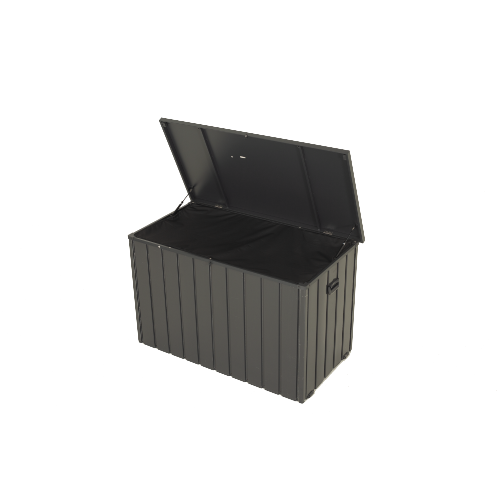 100 Gallon Outdoor Storage Deck Box Waterproof, Large Patio Storage Bin for Outside Cushions, Throw Pillows, Garden Tools, Lockable (Dark Gray)