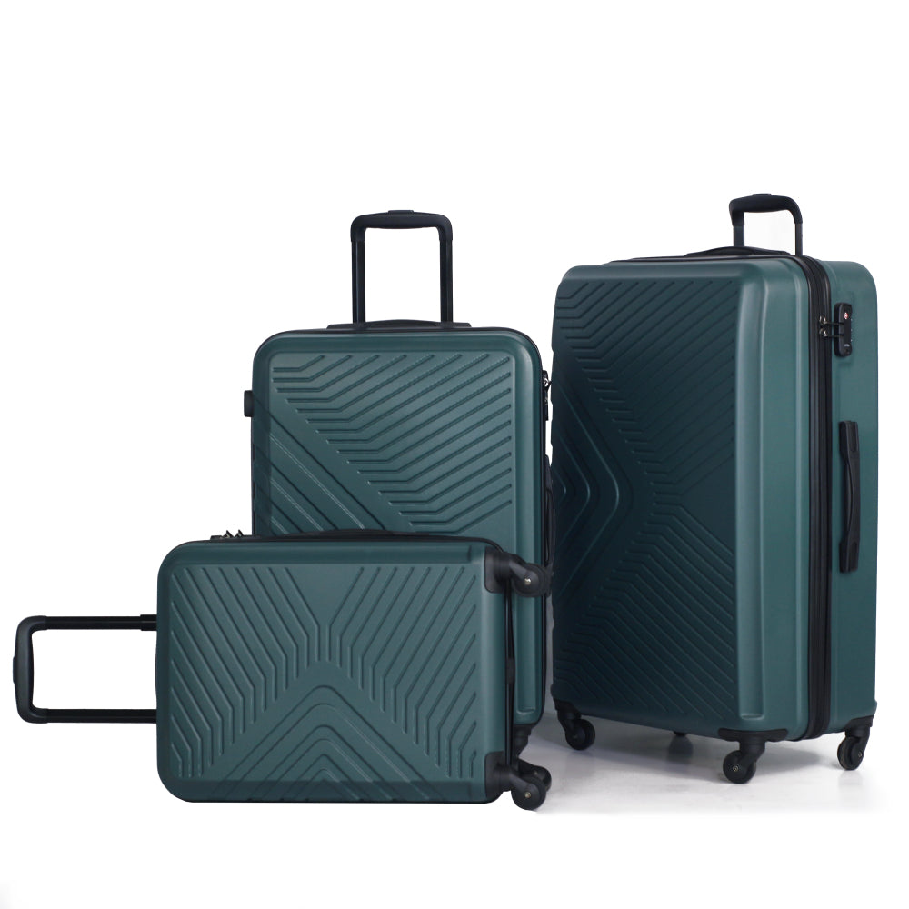 3 Piece Luggage Sets ABS Lightweight Suitcase with Two Hooks, Spinner Wheels, TSA Lock, (20/24/28), Yellow