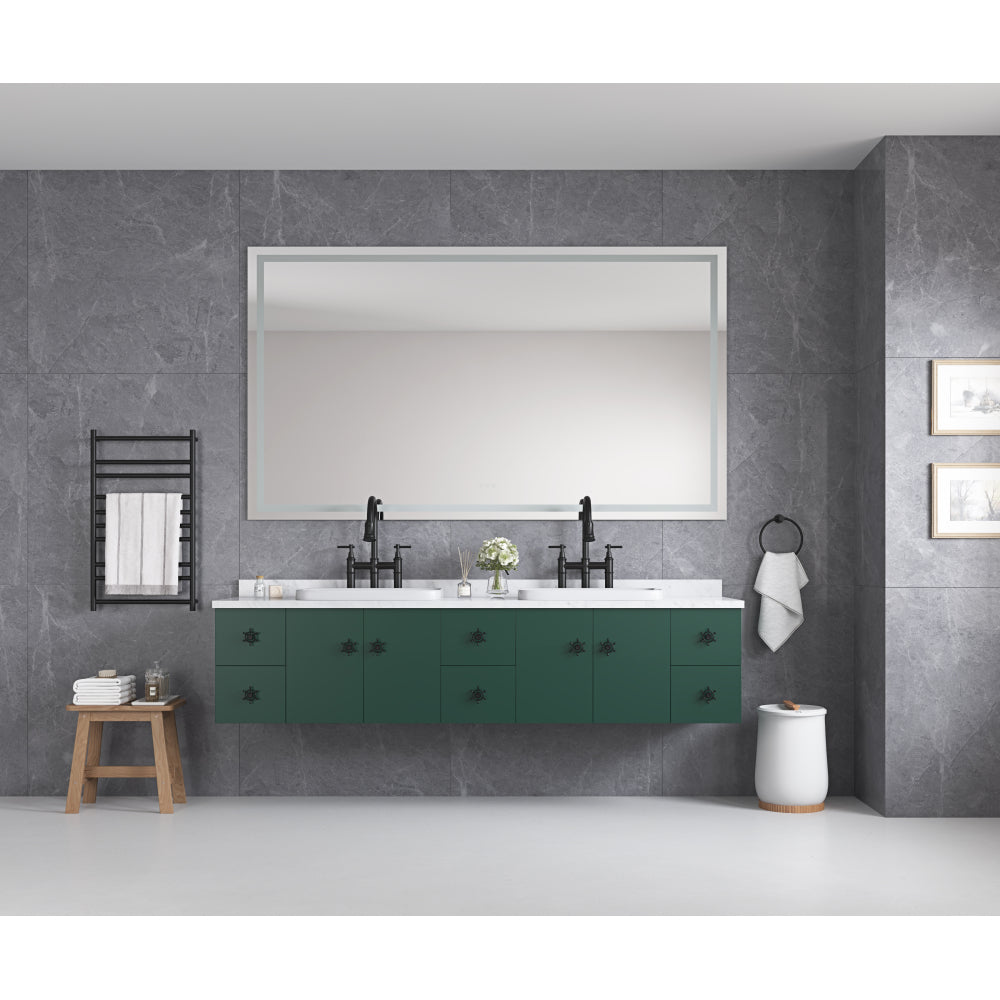 84 x 48 Inch LED Bathroom Mirror with Front and Backlight, Wall Mounted Vanity Mirror, Anti-Fog, Memory, 3 Colors, Stepless Dimmable