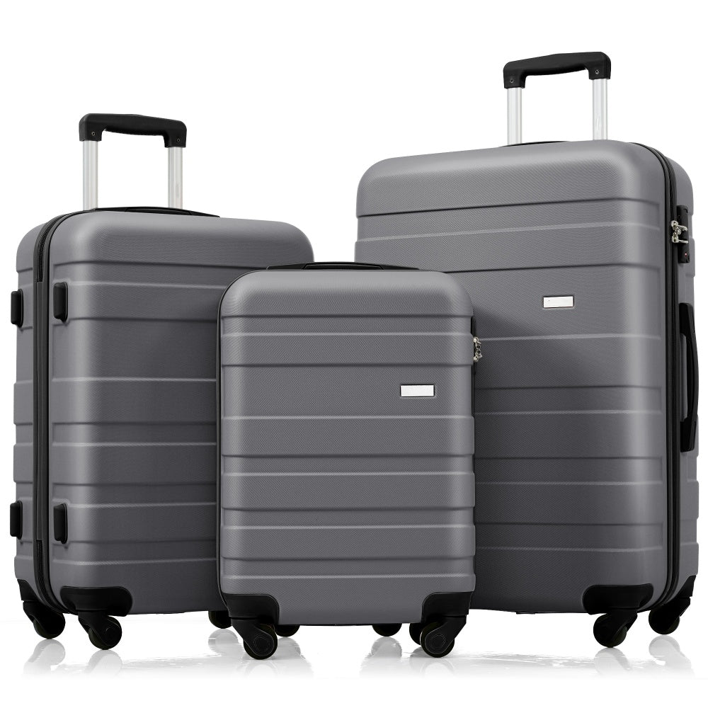 Luggage Sets New Model ABS Hardshell 3pcs Clearance Luggage Hardside Lightweight Durable Suitcase sets Spinner Wheels Suitcase with TSA Lock 20''24''28''( light brown)