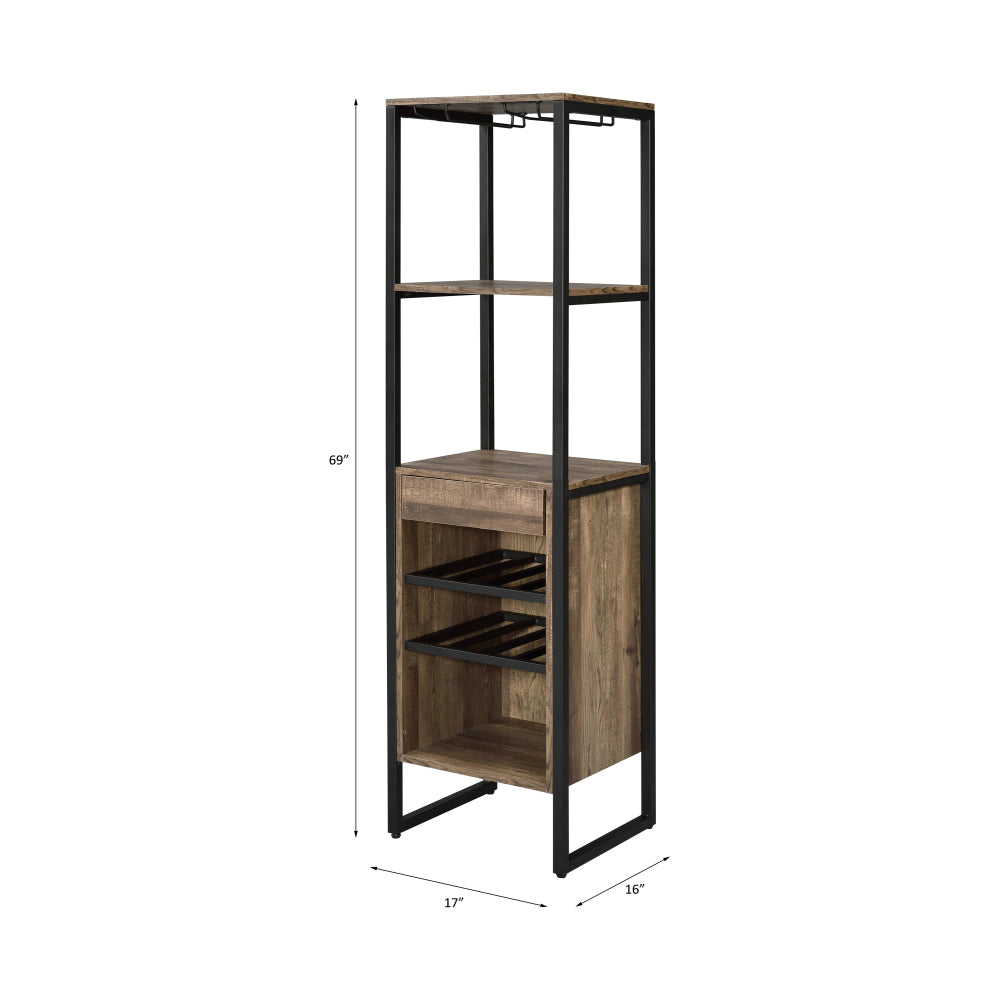 Narik Weathered Oak Finish Wine Rack
