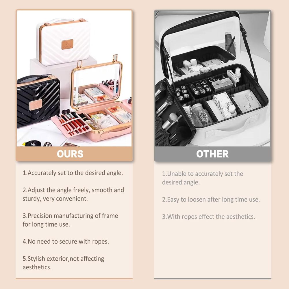 Makeup Case with LED Lighted Mirror Travel Makeup Train Case Cosmetic Organizer for Girls Makeup Artist, Makeup Tools, Hairstylist Travel Pink
