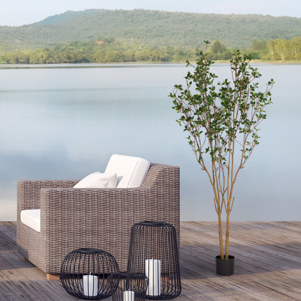 Faux Black Olive Tree, 160cm Tall Artificial Indoor Tree with Natural Trunk and Realistic Leaves for Home or Office Decor, 1pc/set